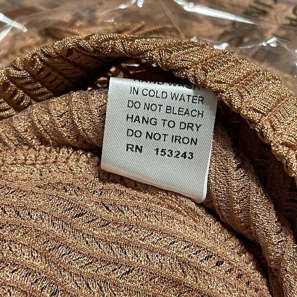 Side Fringe Knit Flare Leg Pants Size L Caramel Brown Sheer Cowgirl Costume NWT - Picture 12 of 15